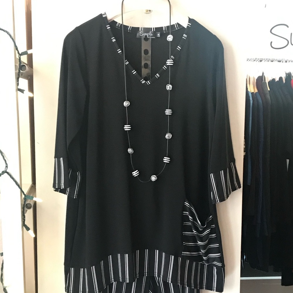 V-neck striped tunic